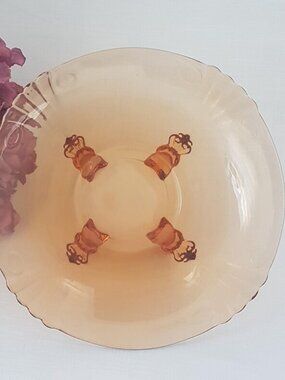 Vintage Heisey Elegant Glass Footed Centerpiece Bowl Flared Amber Orange